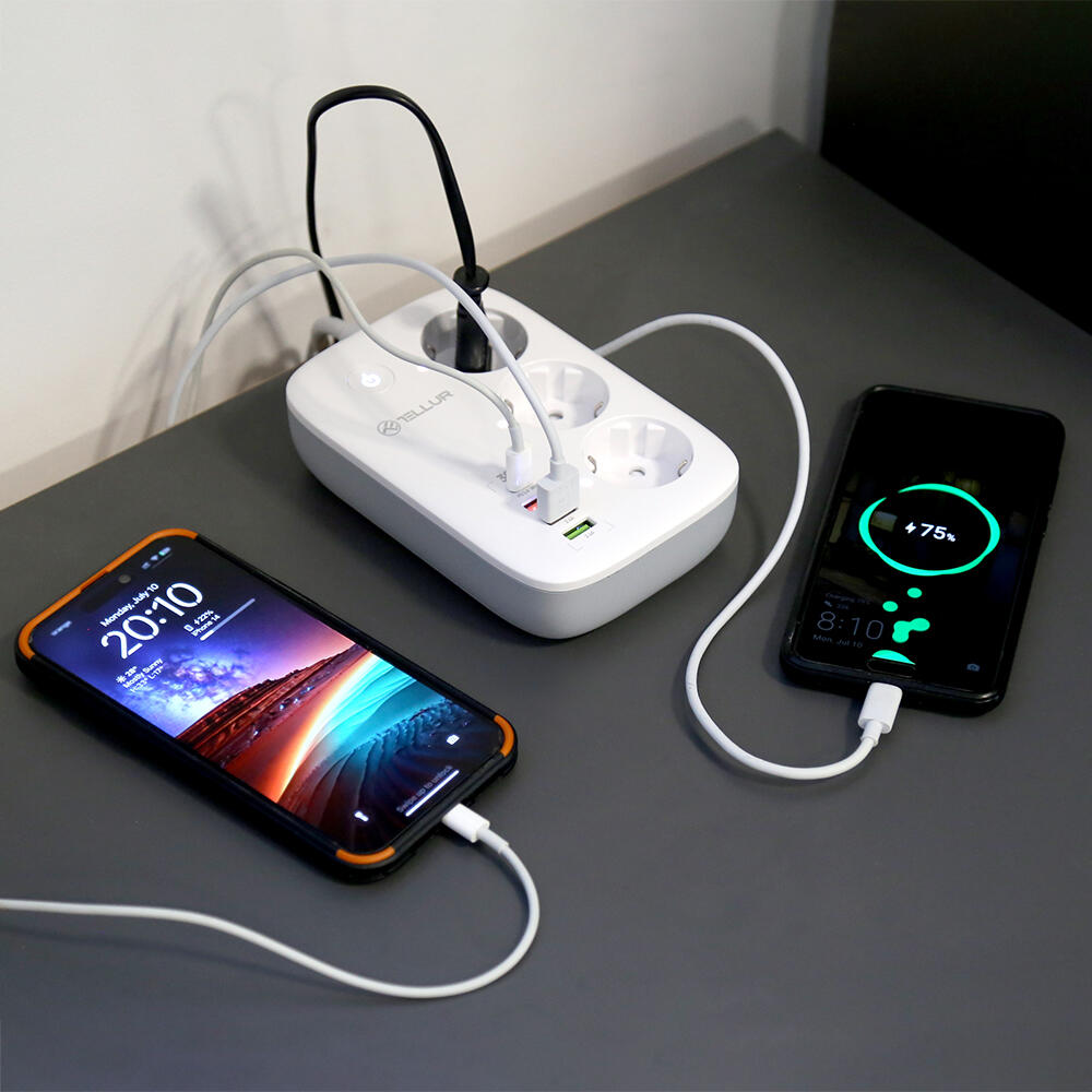 Tellur Smart WiFi Πολύπριζο Προστασίας 3 Θέσεων με υποδοχές 2xUSB-C (QC 3.0 / PD 30W & 2xUSB-A)