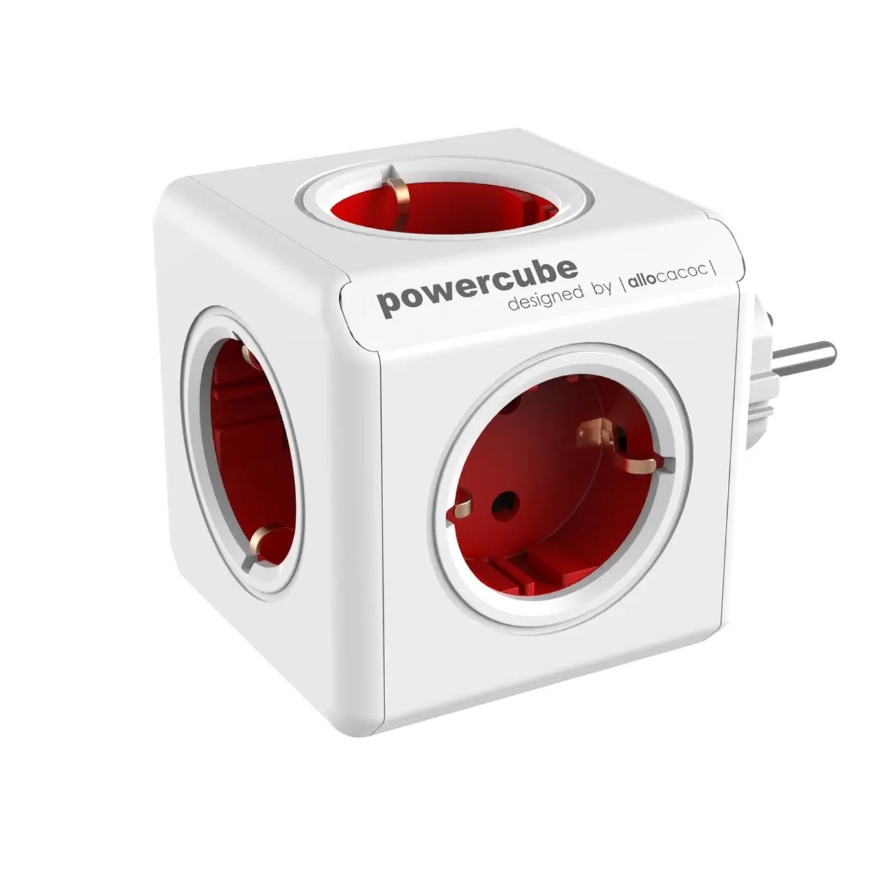 Allocacoc® PowerCube |Original| Πολύπριζο 5 θέσεων – Κόκκινο – 1100RD/DEORPC – PhoneBazaar