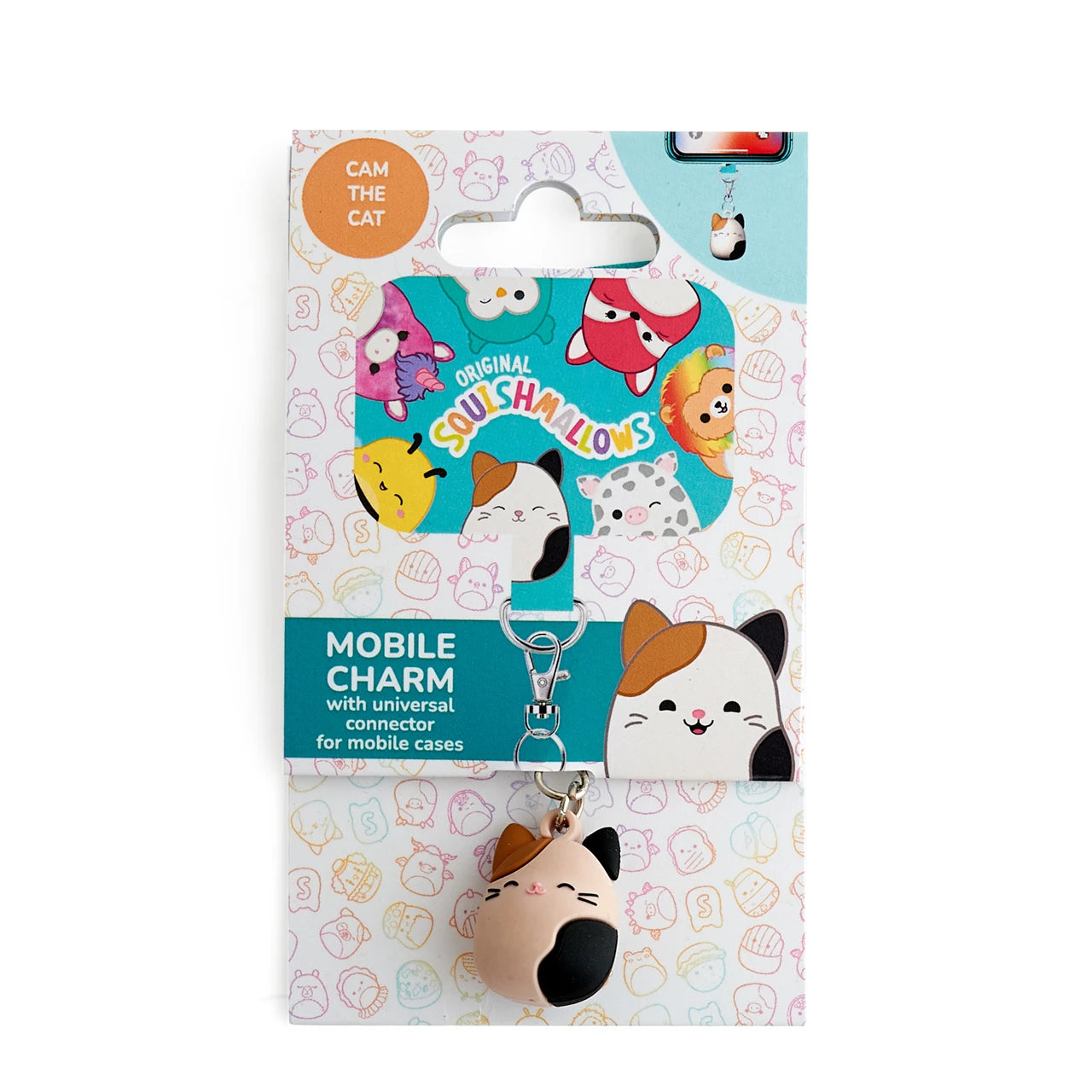 Lazerbuilt Squishmallows Cam the Cat Mobile Charm – Universal Μπρελόκ Κινητού με Pad Σύνδεσης