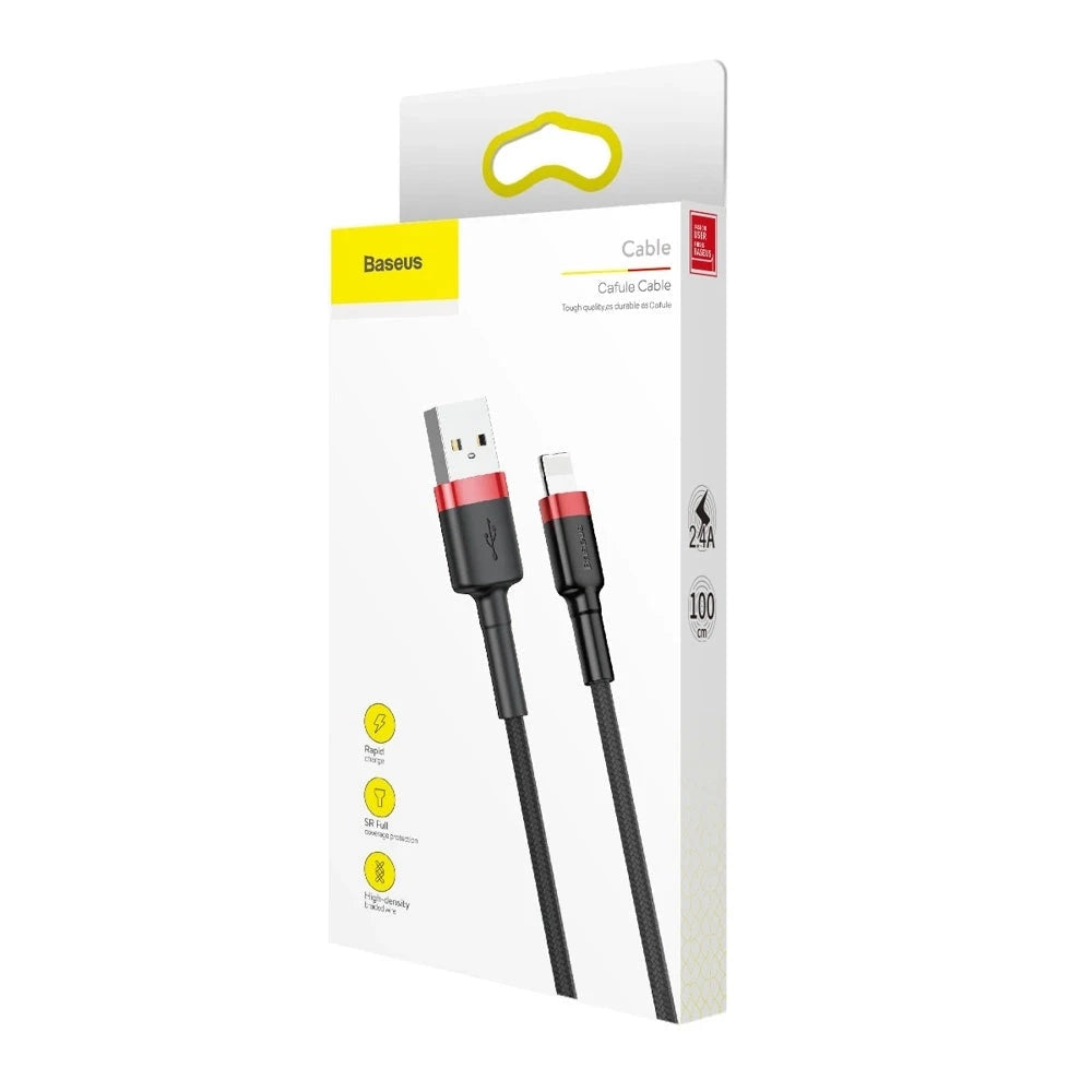 Καλώδιο Baseus Cafule Usb-a Σε Lightning 1m 2.4a – Μαύρο Και Κόκκινο Baseus