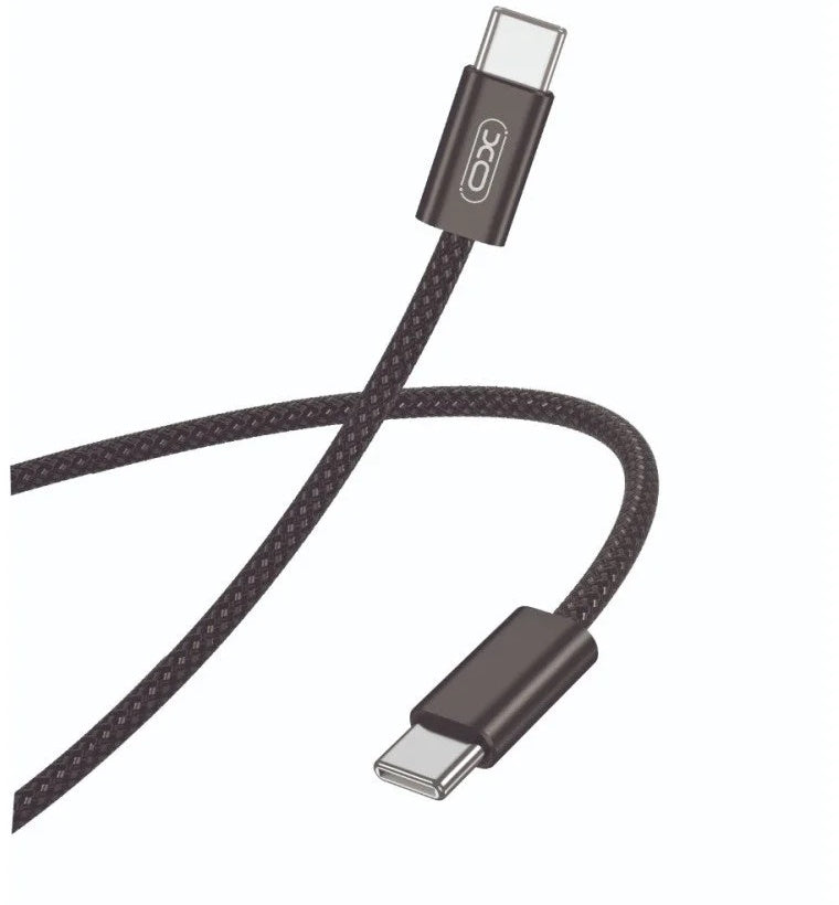 XO - Καλώδιο Φόρτισης Braided USB-C σε USB-C 1,0m 60W - Μαύρο