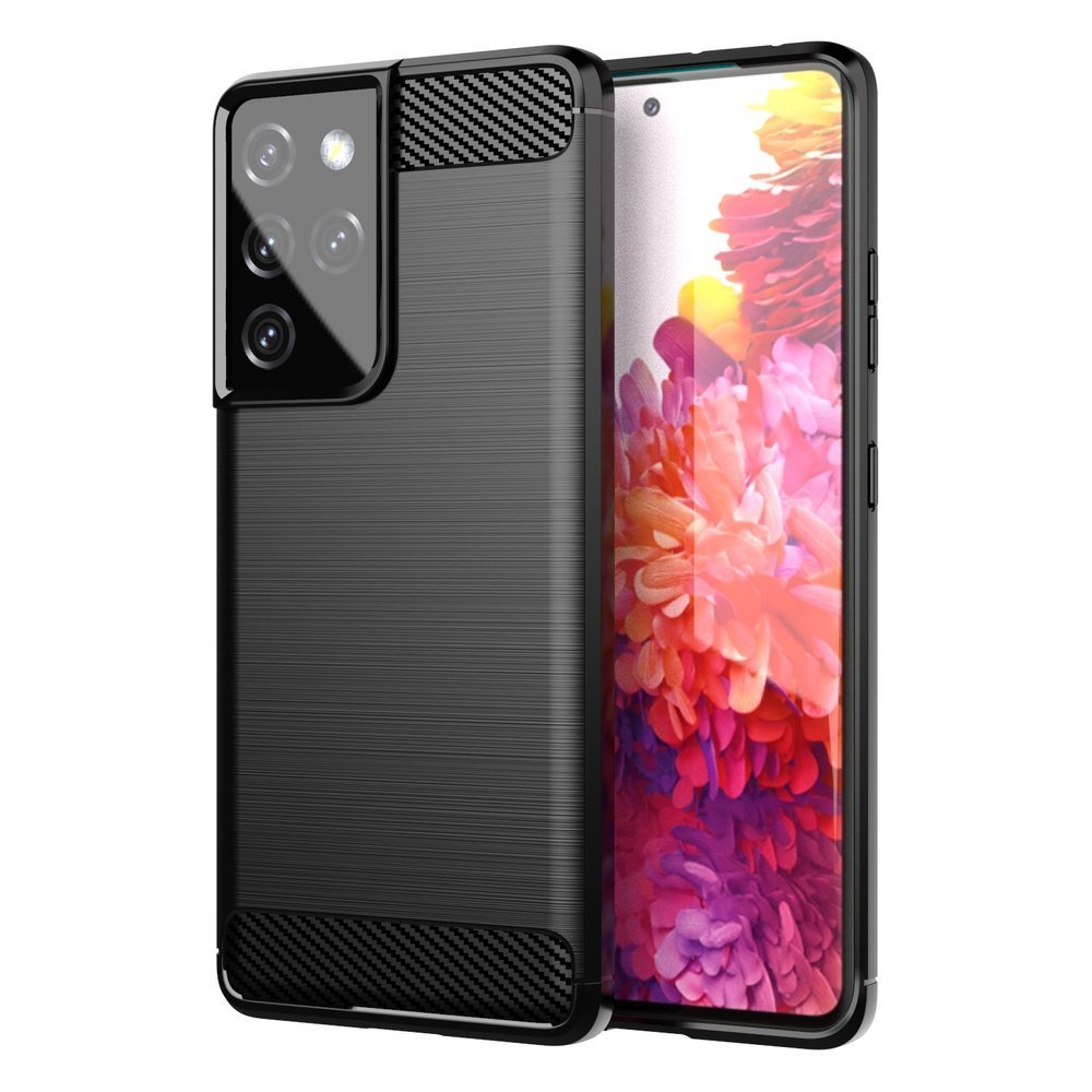 Carbon Θήκη Ευκαμπτο Κάλυμμα Tpu Θήκη Για Samsung Galaxy S21 Ultra 5g Black – PhoneBazaar