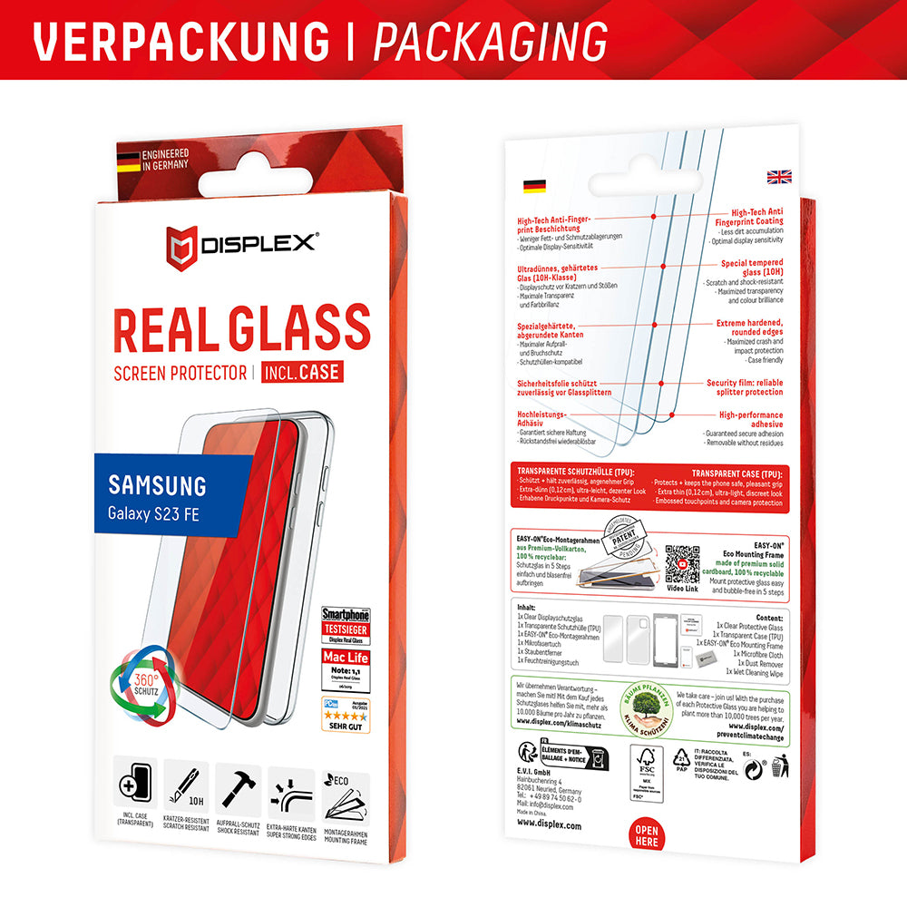 Displex - Premium [Pack] Real Glass + Case - Galaxy S23 FE - Clear