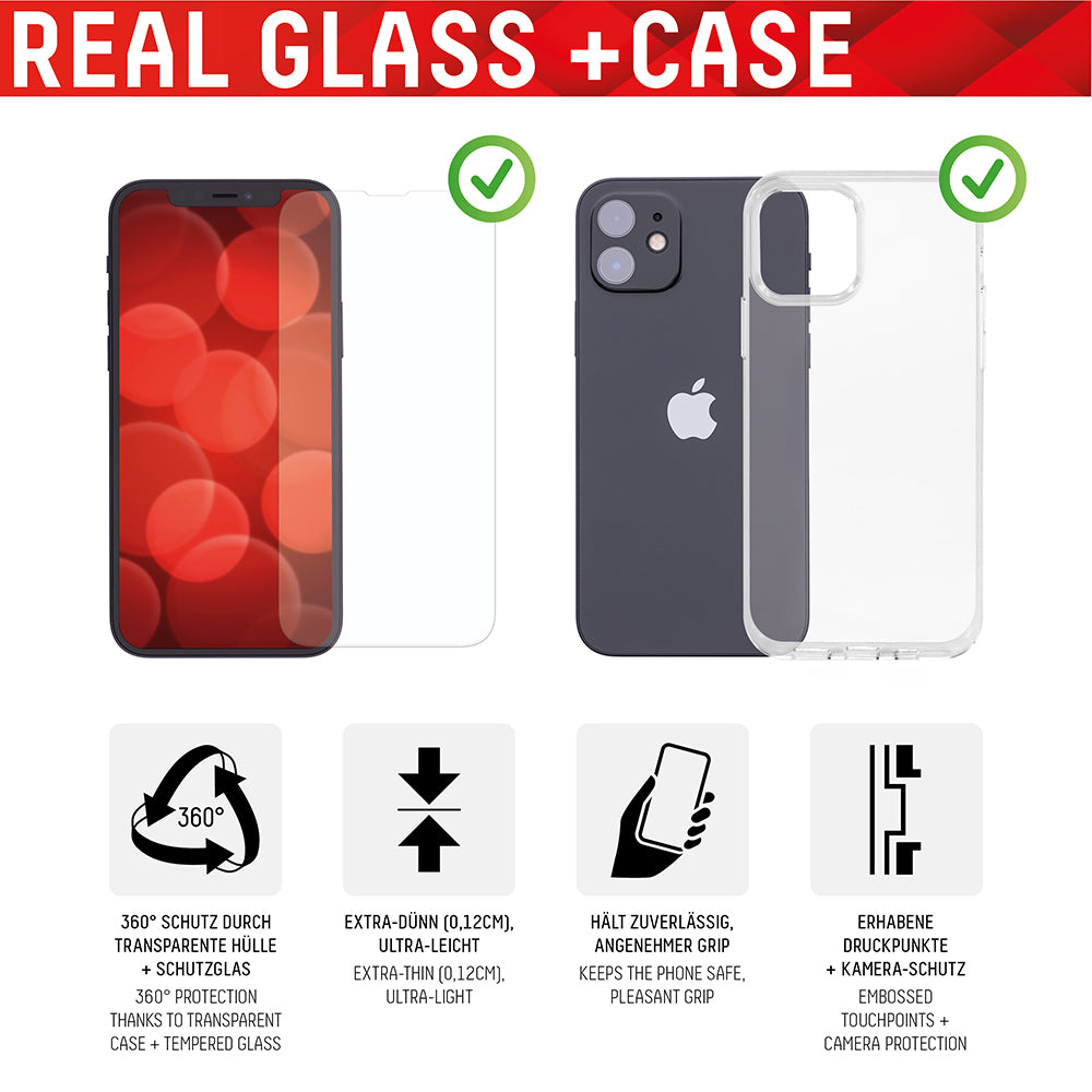 Displex - Premium [Pack] Real Glass + Case - iPhone 14 Plus - Clear