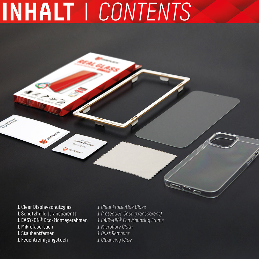 Displex - Premium [Pack] Real Glass + Case - iPhone 14 Plus - Clear