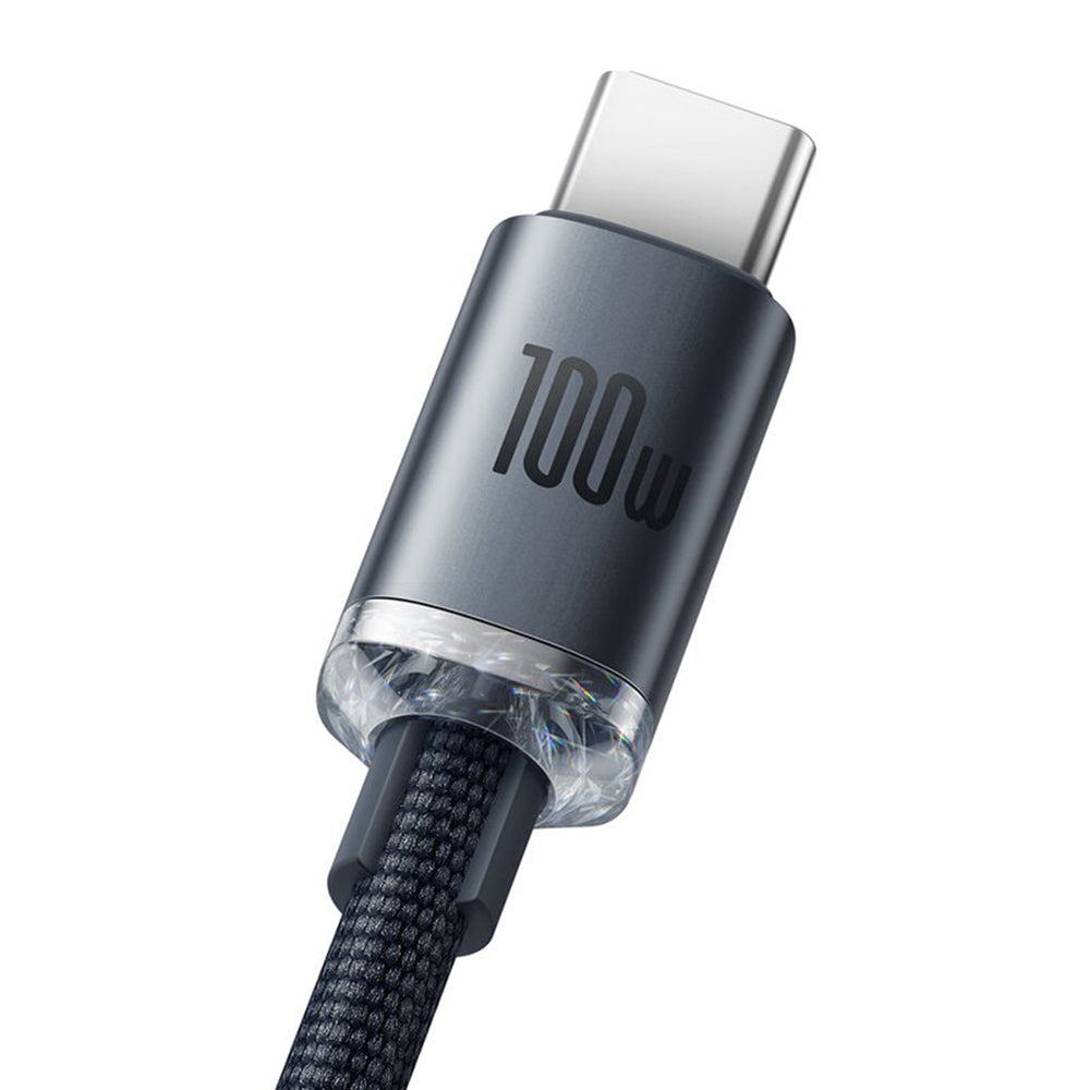 Baseus - Data Cable Crystal Shine (CAJY000501) - USB to Type-C, 100W, 2m, Super Fast Charging, Nylon Braided - Black