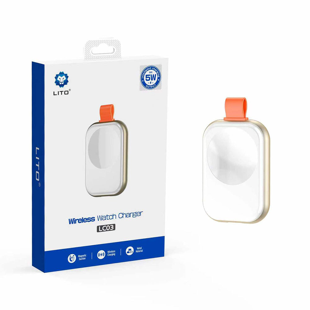 Lito - Magnetic Wireless Charger (LC03) - for Apple Watch, with Keyring, Charge On the Go, 5W, 1A - White