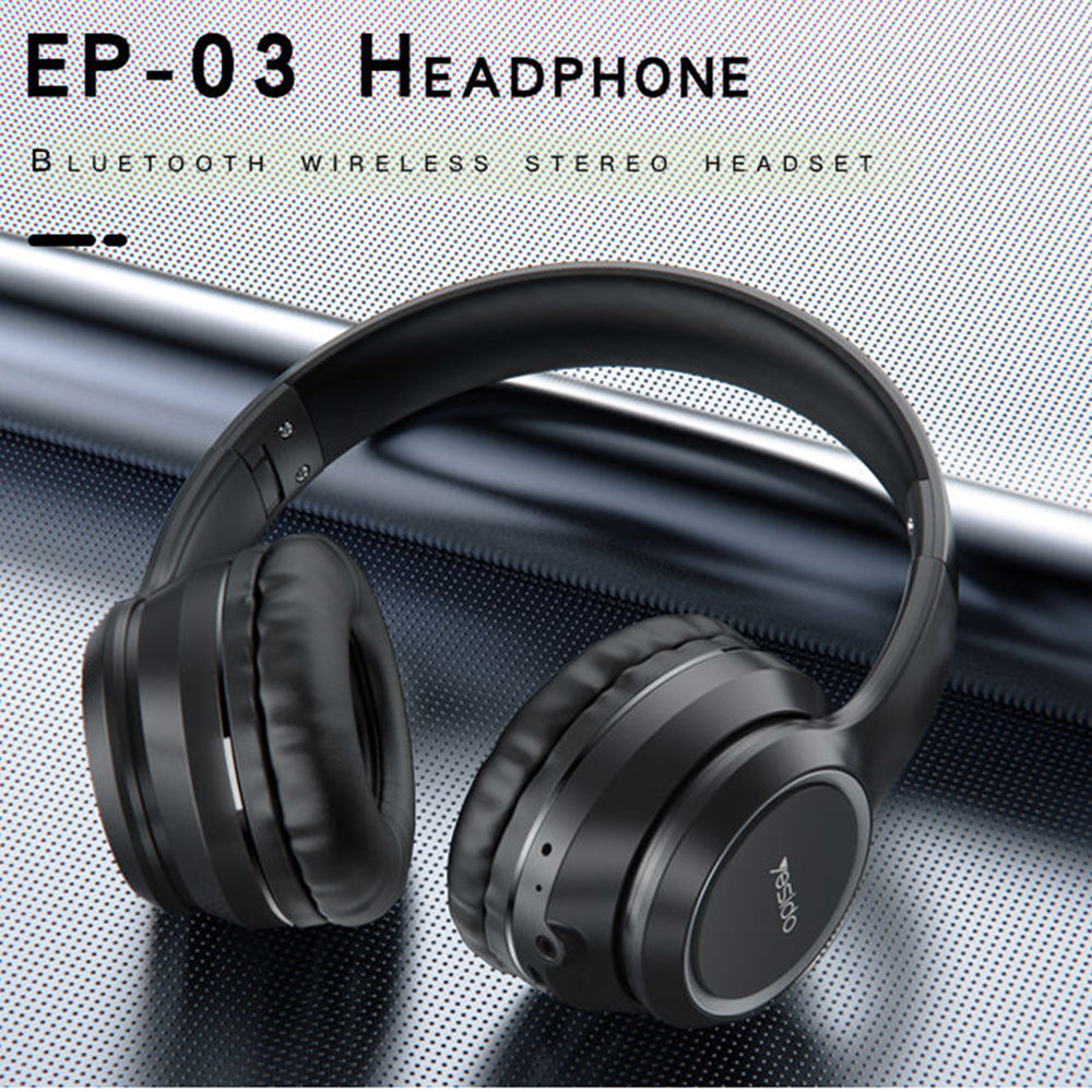 Yesido - Wireless Headphones (EP03) - Foldable with Noise Canceling, Super Bass - Black