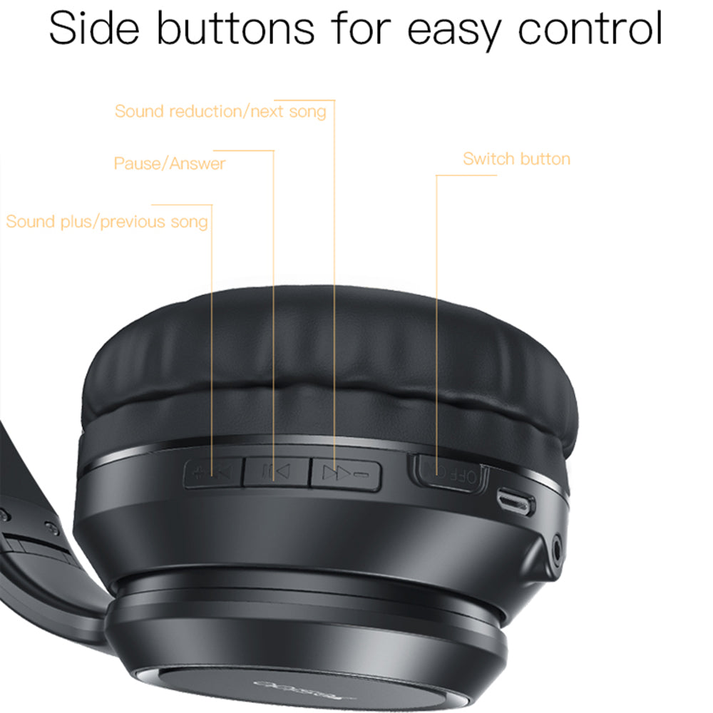 Yesido - Wireless Headphones (EP03) - Foldable with Noise Canceling, Super Bass - Black