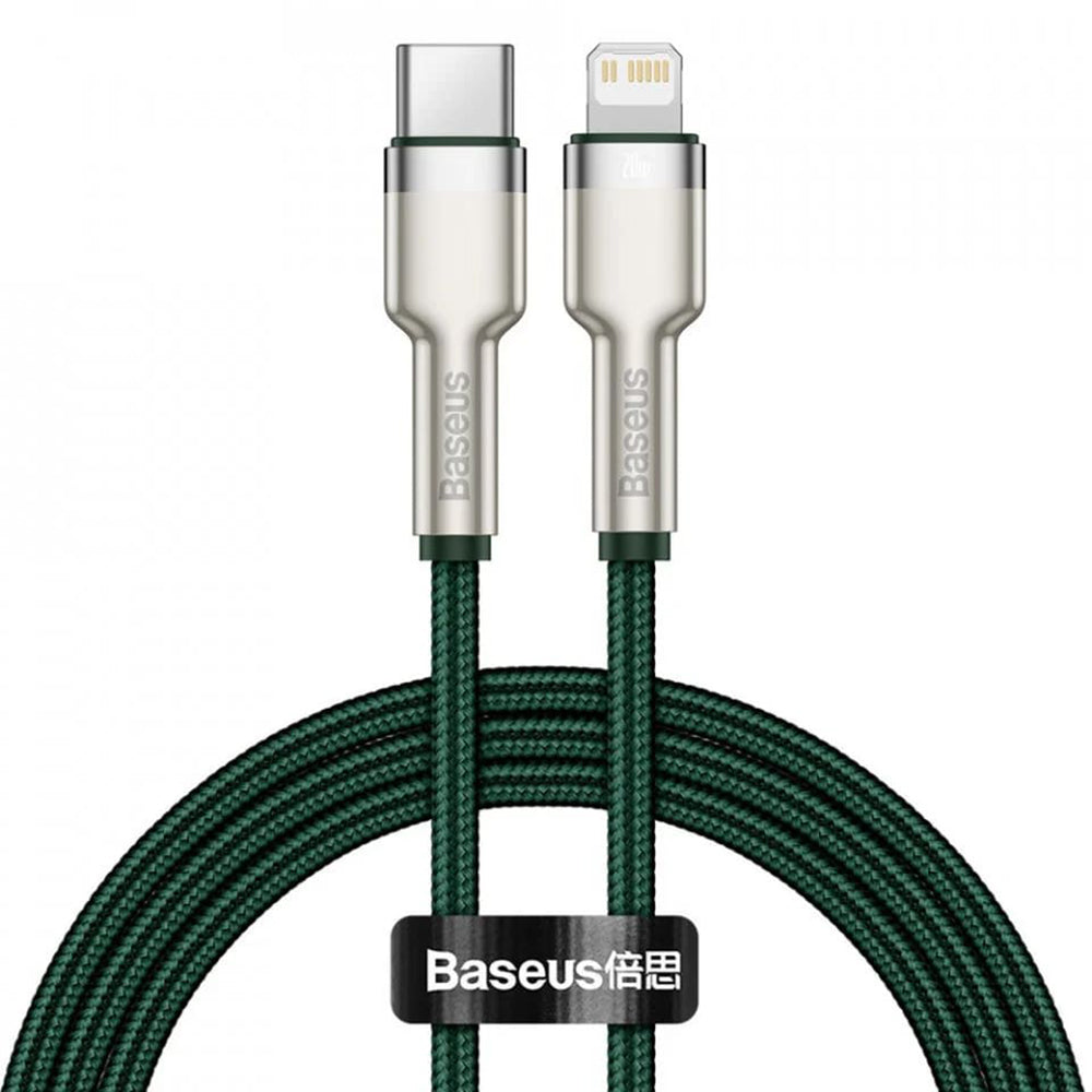 Baseus - Data Cable Cafule Series Metal (CATLJK-A06) - Type-C to Lightning, Fast Charging, 20W, 480Mbps, 1m - Dark Green
