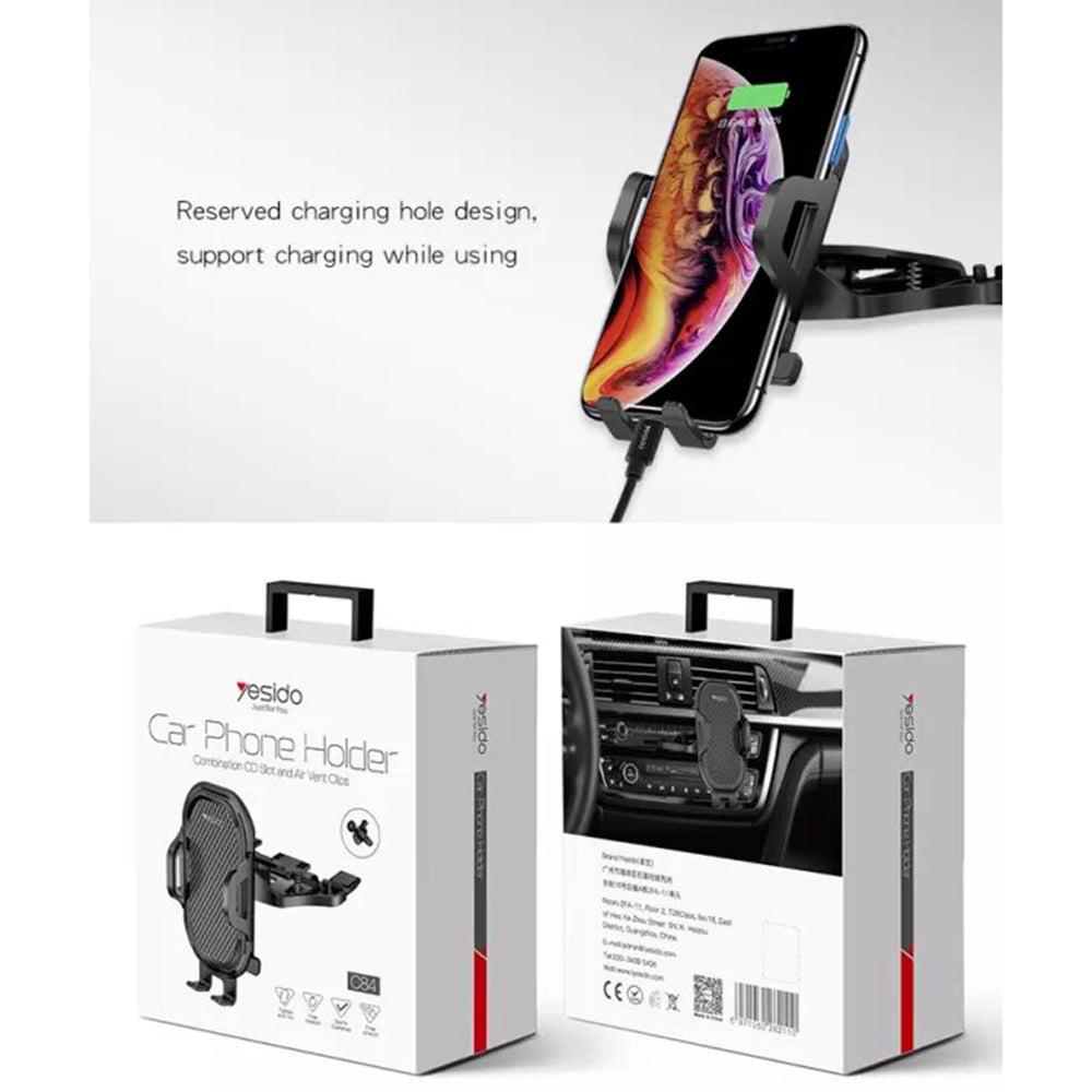 Yesido - Car Holder (C84) - Clamp Grip for CD Slot - Black