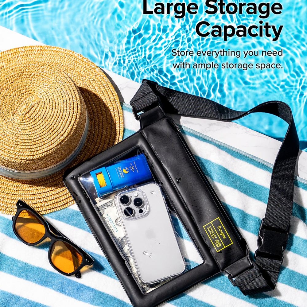 Ringke - Waterproof Sling Bag - with Strap, IPX8, 240x180mm - Black