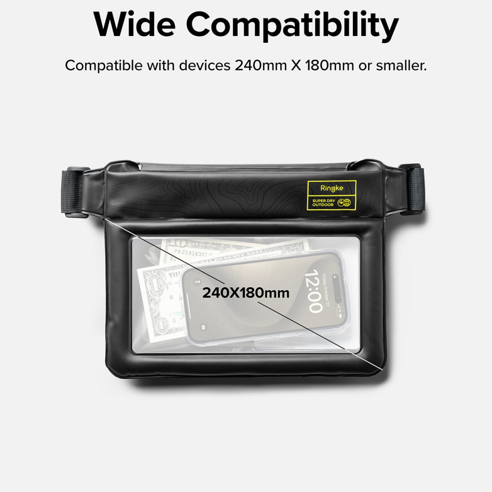 Ringke - Waterproof Sling Bag - with Strap, IPX8, 240x180mm - Black
