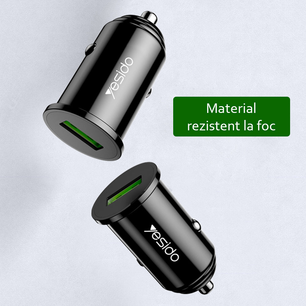 Yesido - Car Charger (Y38) - USB, QC3.0, FCP, AFC, 18W, 3A - Black