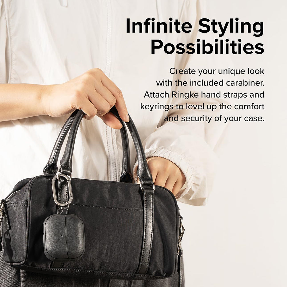 Ringke - Protection Case Onyx Magnetic - for Galaxy Buds 3 / 3 Pro / 3 FE, Non-Slip Texture, Carabiner Hole - Black