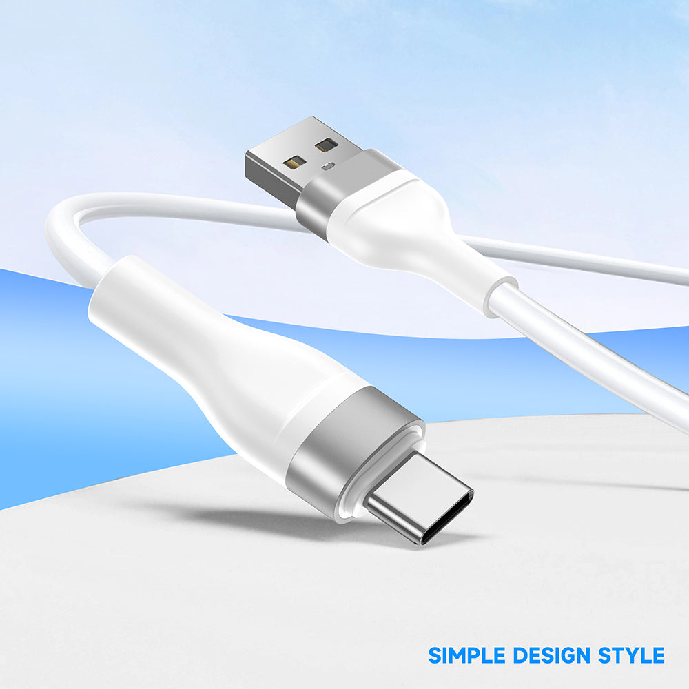 Lito - Data Cable (LD02C) - USB to Type-C, Fast Charging, 2.4A, Tangle-free, Soft Silicone, 1.2m - White