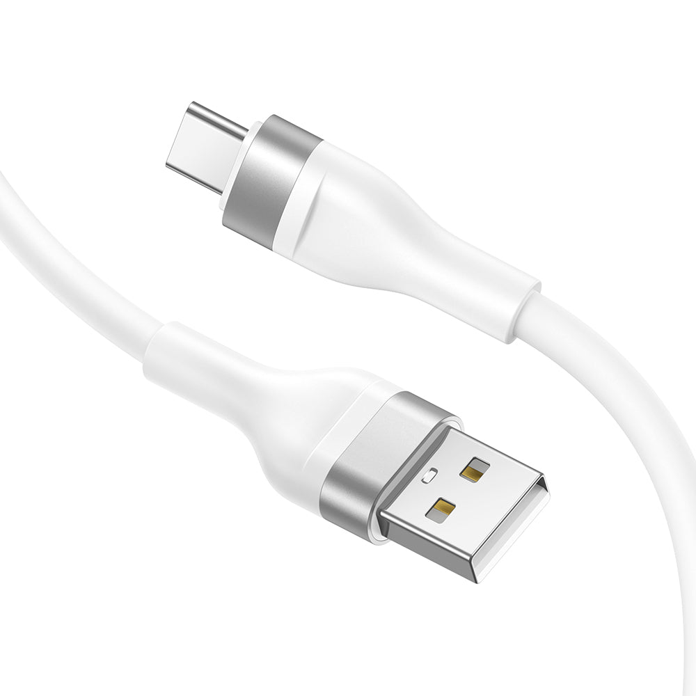 Lito - Data Cable (LD02C) - USB to Type-C, Fast Charging, 2.4A, Tangle-free, Soft Silicone, 1.2m - White