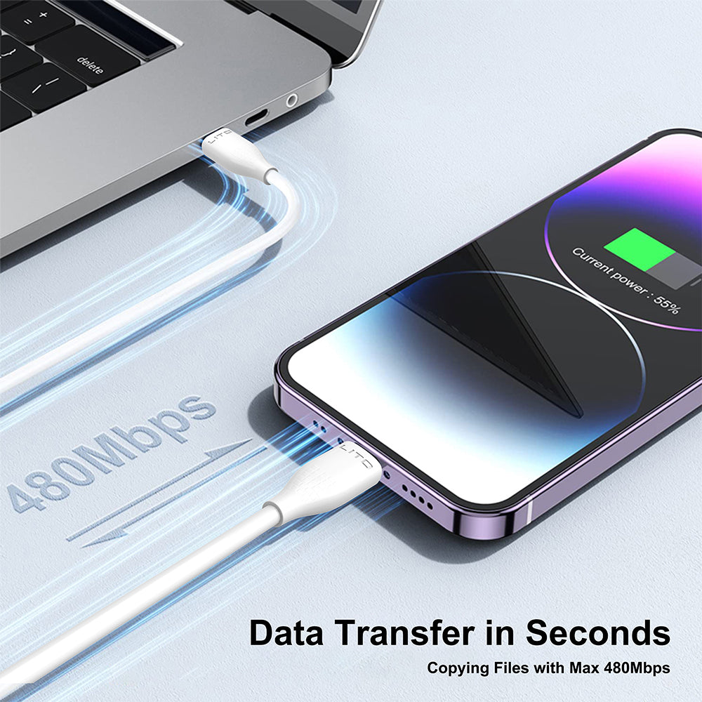 Lito - Data Cable (LD03V) - USB to Micro-USB, Fast Charging, 2.4A, 1m - White