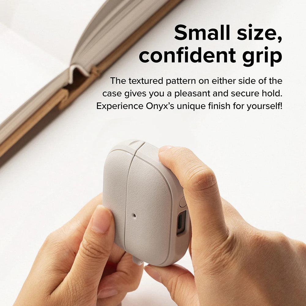 Ringke - Protection Case Onyx Magnetic - for Galaxy Buds 3 / 3 Pro / 3 FE, Non-Slip Texture, Carabiner - Warm Gray