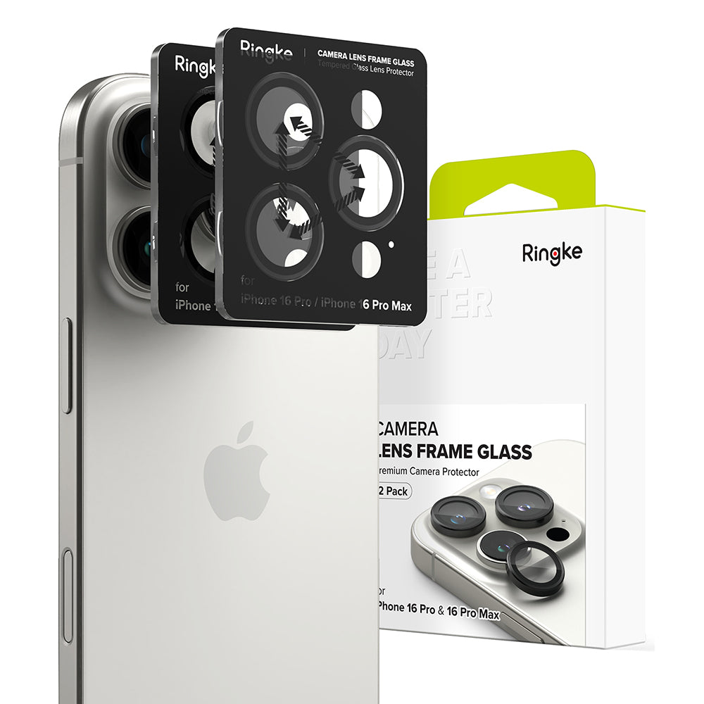 Ringke - Camera Lens Frame Glass (2 pack) - iPhone 16 Pro / iPhone 16 Pro Max - Black