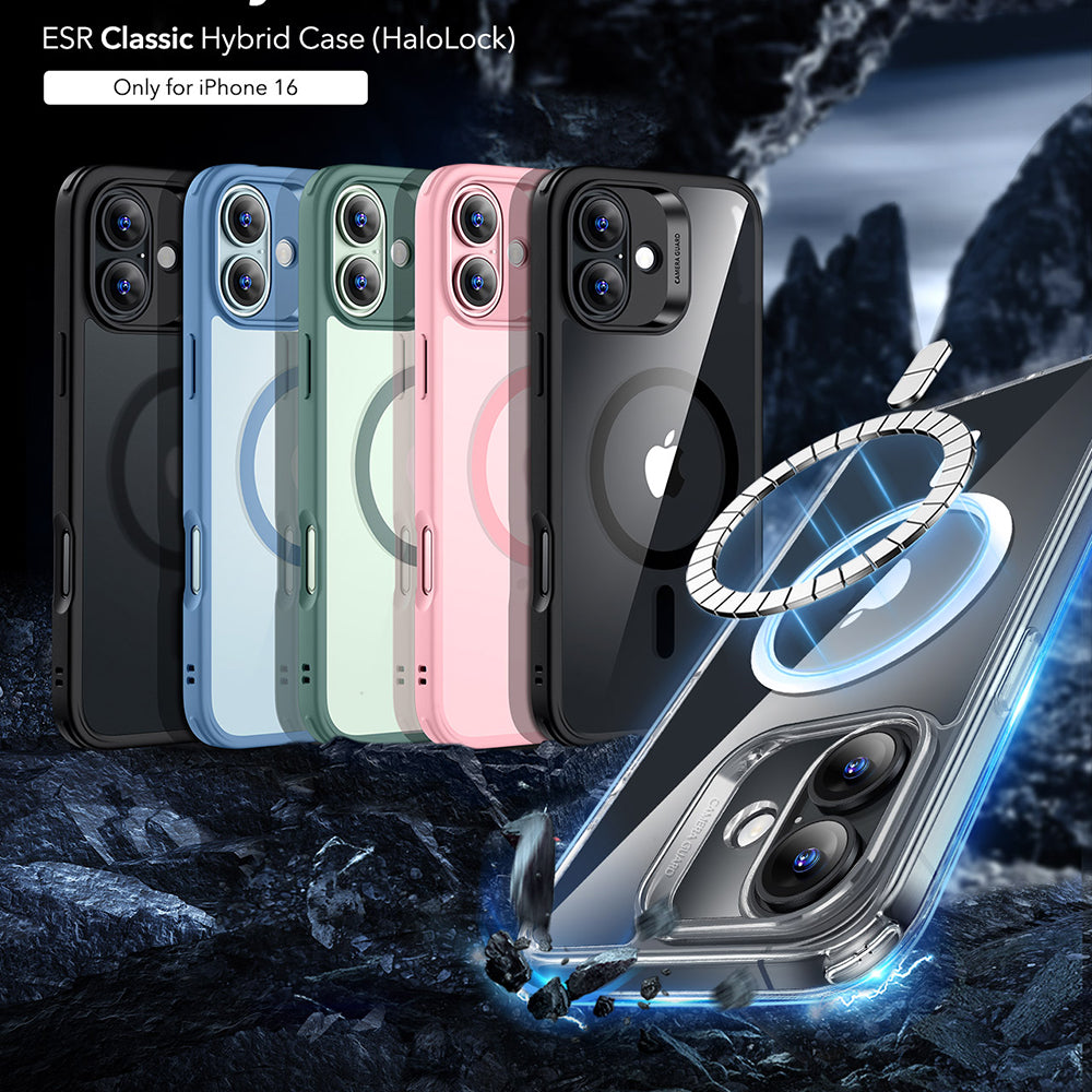 ESR - Classic Hybrid HaloLock - iPhone 16 - Clear Black