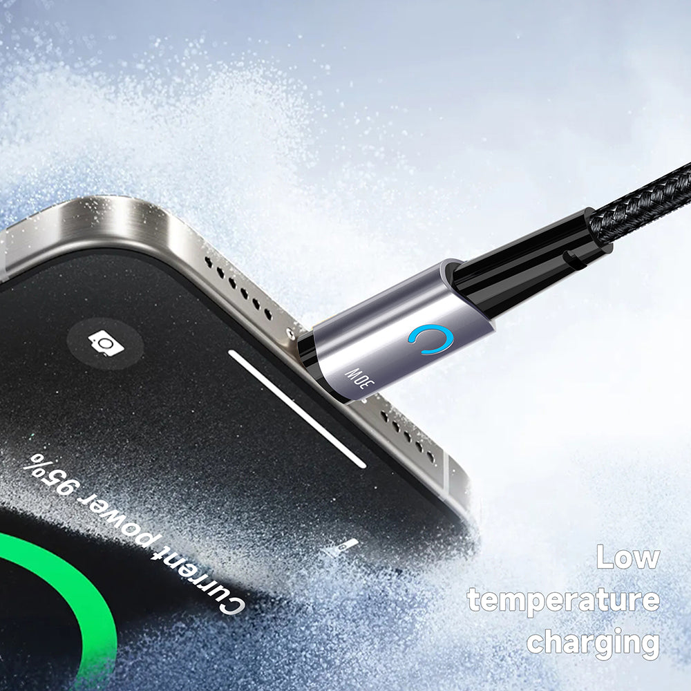 Lito - Data Cable (LD10CC) - Type-C to Type-C, Fast Charging, 60W, with LED Light, 1m - Black