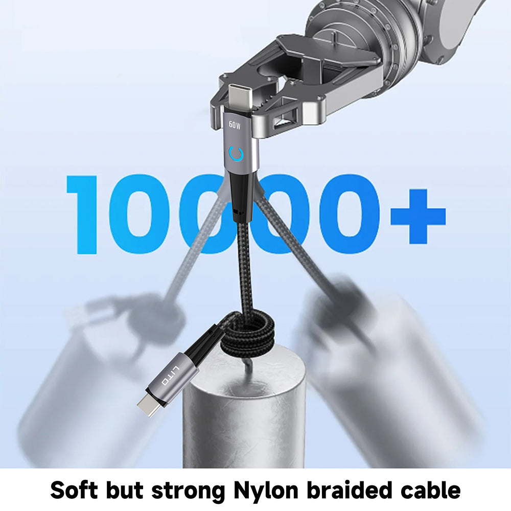 Lito - Data Cable (LD10CL) - Type-C to Lightning, Fast Charging, 30W, with LED Light, 1m - Black