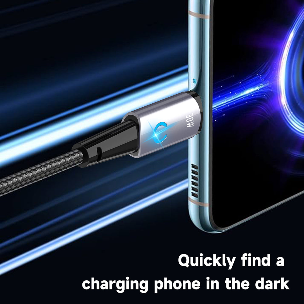 Lito - Data Cable (LD10CL) - Type-C to Lightning, Fast Charging, 30W, with LED Light, 1m - Black