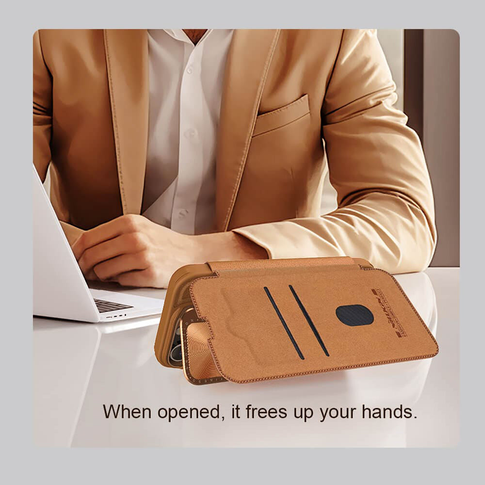 Nillkin - Qin Prop Leather Case - iPhone 16 - Brown
