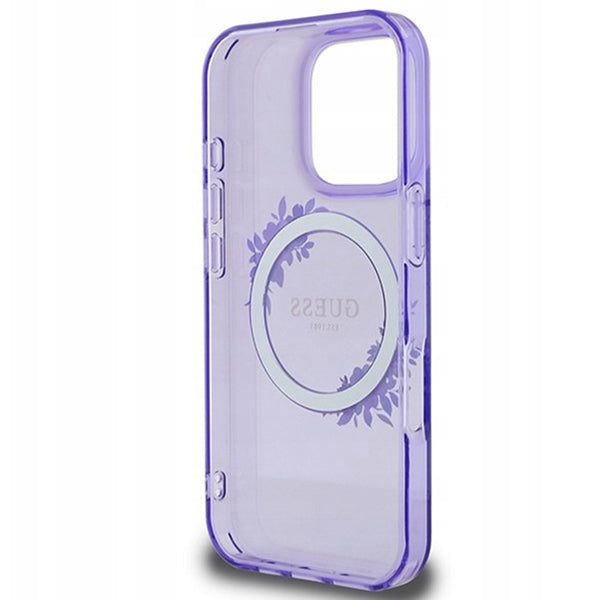 Guess Magsafe “Flower Wreath” Hard Case Θήκη προστασίας από σκληρό πλαστικό – iPhone 16 Pro (Μωβ – GUHMP16LHFWFCU)