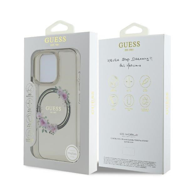 Guess Magsafe “Flower Wreath” Hard Case Θήκη προστασίας από σκληρό πλαστικό – iPhone 16 Pro (Μαύρο – GUHMP16LHFWFCK)