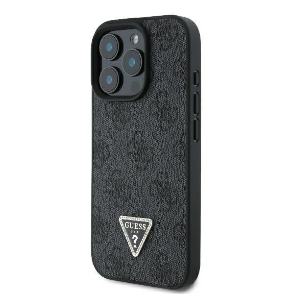 Guess “Metal Logo Strass Collection” Case Θήκη προστασίας Crossbody από δερματίνη– iPhone 16 Pro (Μαύρο – GUHCP16LP4TDSCPK)