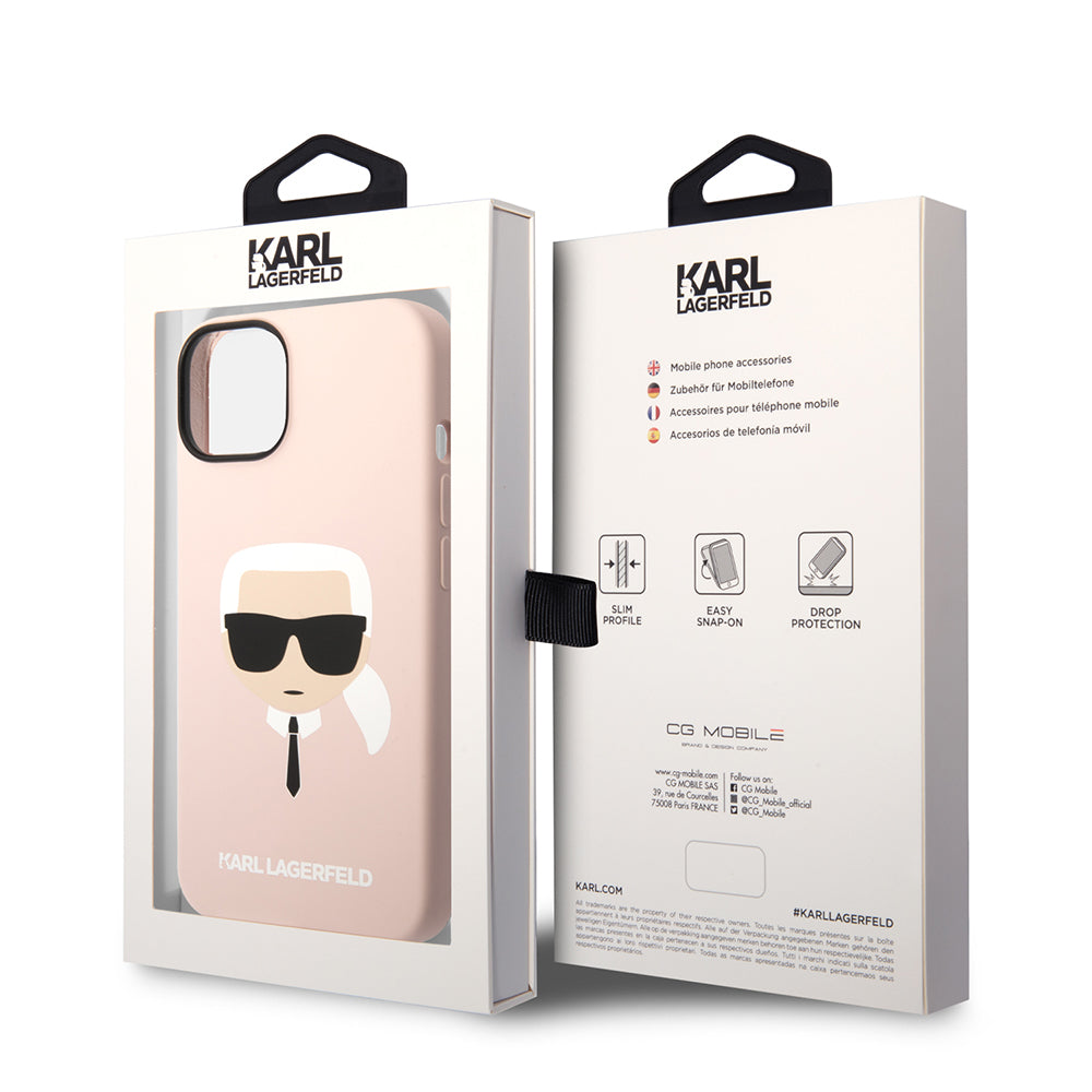 Karl Lagerfeld - Silicone MagSafe (KLHMP14MSLKHLP) - iPhone 14 Plus - Light Pink Karl`s Head