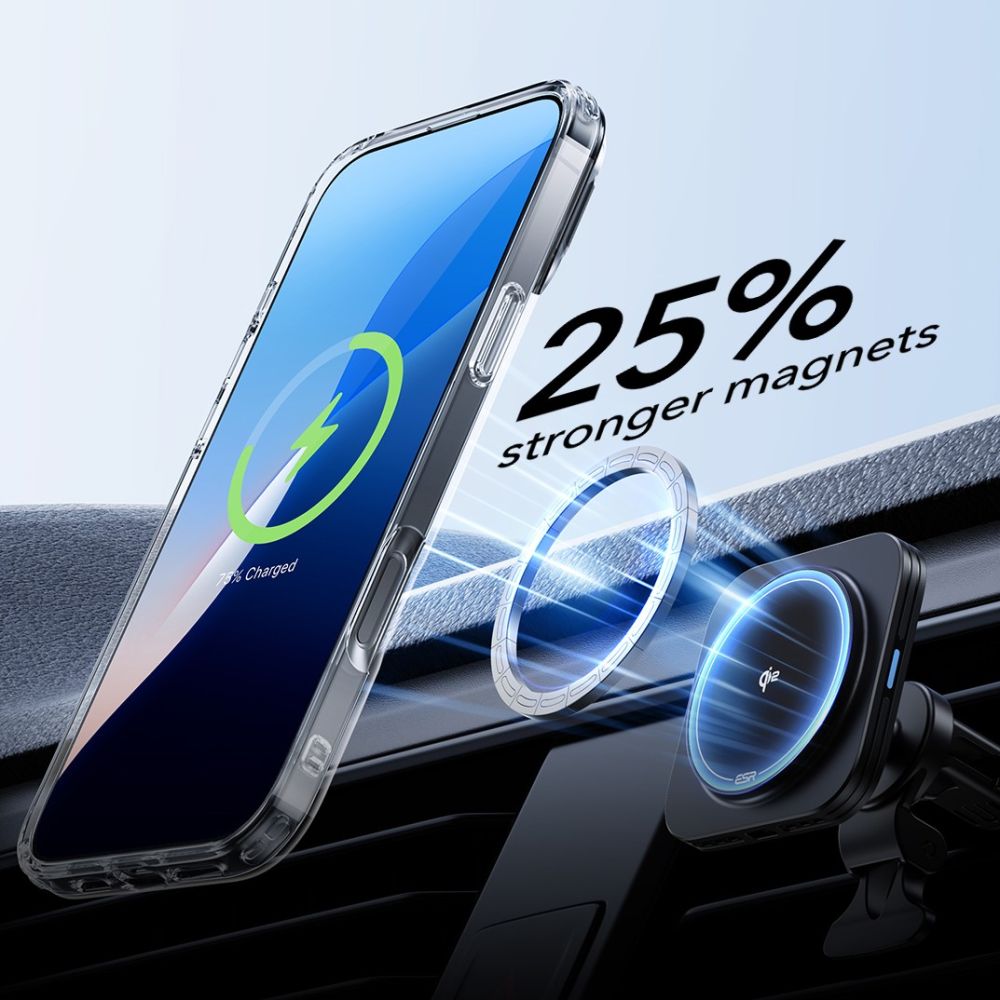 ESR - Classic Hybrid HaloLock Kickstand + Tempered Glass - iPhone 16 - Clear