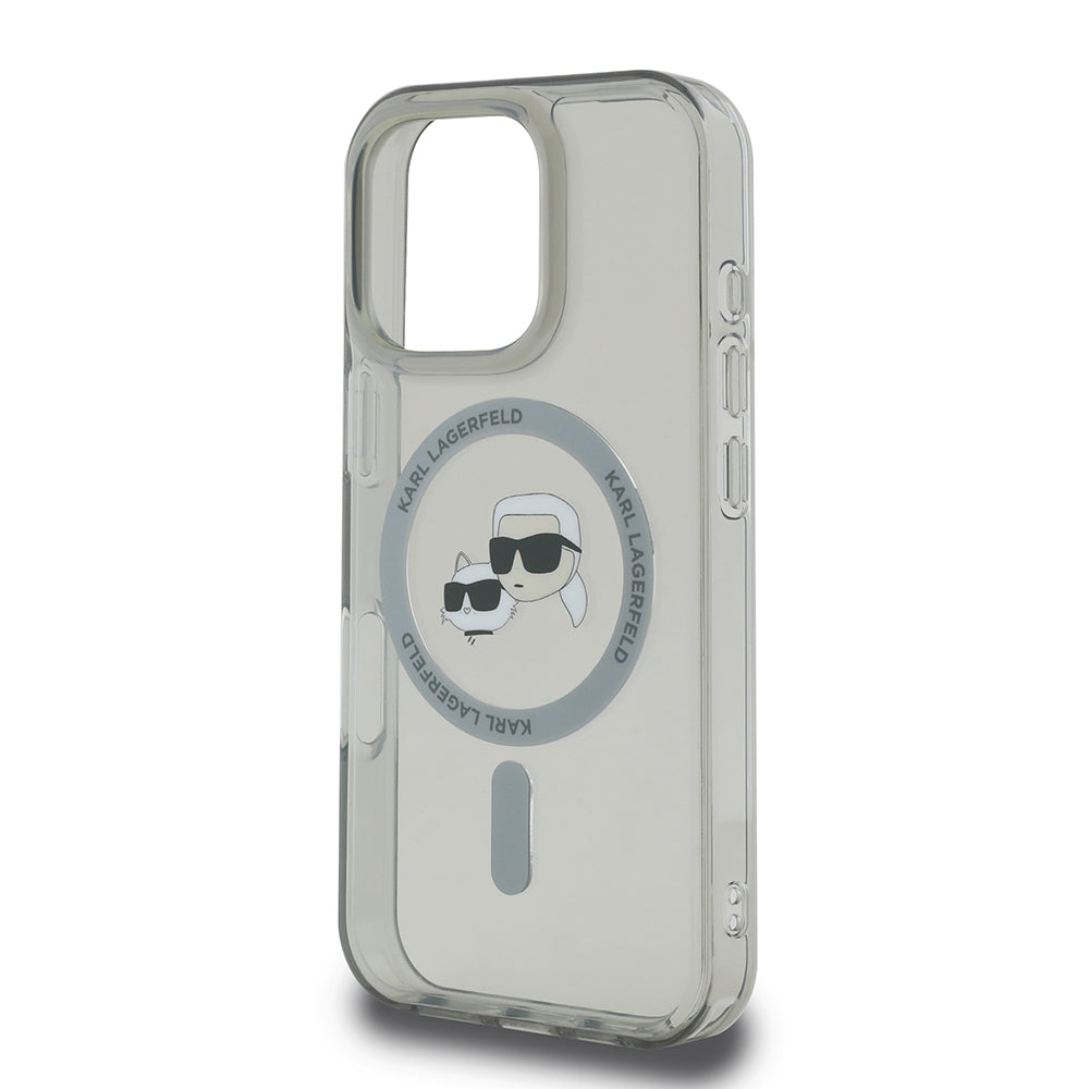 Karl Lagerfeld Magsafe Ringstand Case “Karl + Choupette’s Head” Θήκη προστασίας από σκληρό πλαστικό για iPhone 16 Pro (Μαύρο – KLHMP16LHLSKCK)