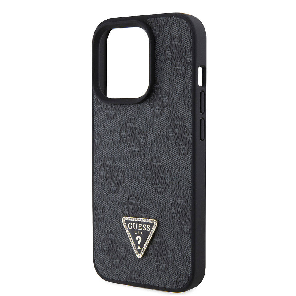 Guess “4G Metal Logo Strass Collection” Crossbody Case Θήκη προστασίας από δερματίνη με λουράκι – iPhone 15 Pro (Μαύρο – GUHCP15LP4TDSCPK)