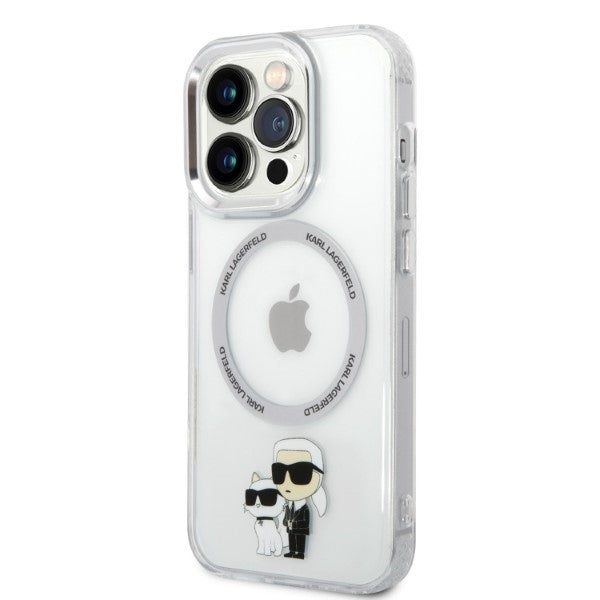 Karl Lagerfeld IML NFT Back Cover Hard Case Karl & Choupette Διάφανη θήκη προστασίας με ενσωματωμένο δαχτυλίδι MagSafe – iPhone 14 Pro (Clear/Grey)