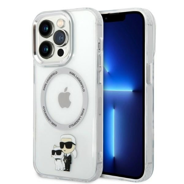 Karl Lagerfeld IML NFT Back Cover Hard Case Karl & Choupette Διάφανη θήκη προστασίας με ενσωματωμένο δαχτυλίδι MagSafe – iPhone 14 Pro (Clear/Grey)