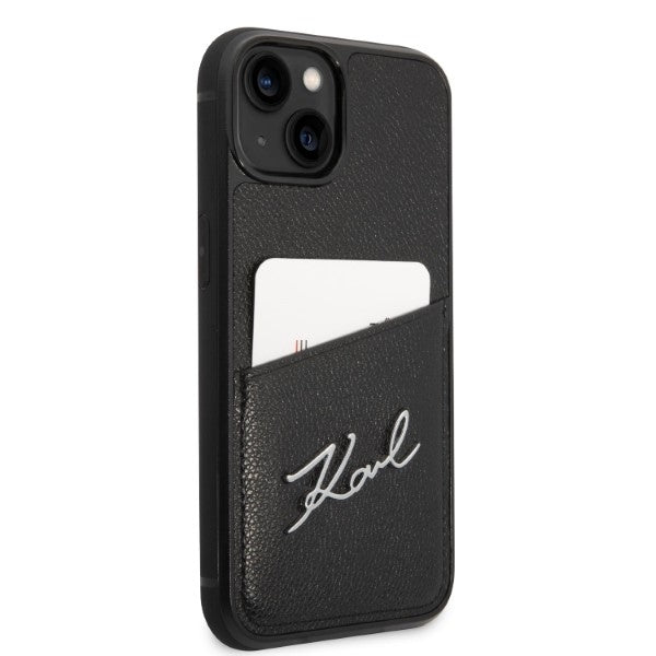 Karl Lagerfeld - Hardcase Leather Cardslots (KLHCP14MCSSK) - iPhone 14 Plus - Signature Logo