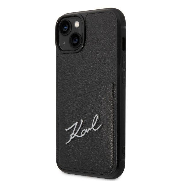 Karl Lagerfeld - Hardcase Leather Cardslots (KLHCP14MCSSK) - iPhone 14 Plus - Signature Logo