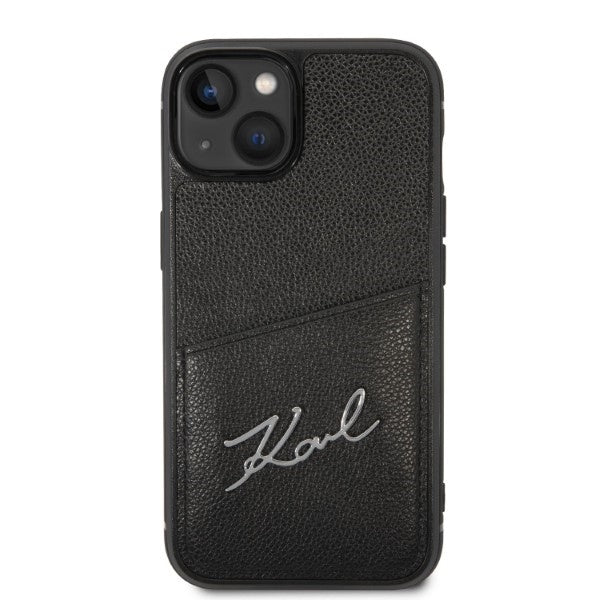 Karl Lagerfeld - Hardcase Leather Cardslots (KLHCP14MCSSK) - iPhone 14 Plus - Signature Logo