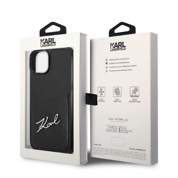 Karl Lagerfeld - Hardcase Leather Cardslots (KLHCP14MCSSK) - iPhone 14 Plus - Signature Logo