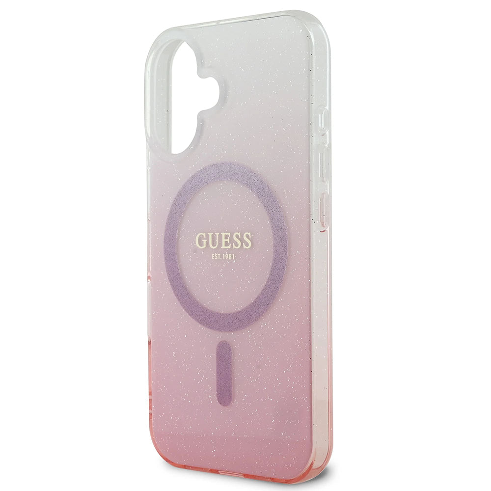 Guess Magsafe “Glitter Gradient” Hard Case Θήκη προστασίας από σκληρό πλαστικό – iPhone 16 (Ροζ – GUHMP16SHGRCELP)