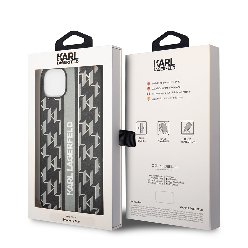 Karl Lagerfeld - Hardcase Monogram (KLHCP14MPGKLSKG) - iPhone 14 Plus - Grey Stripe