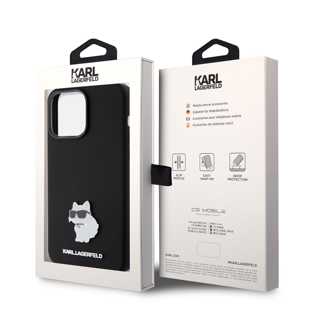 Karl Lagerfeld Choupette Metal Pin Hard Case Θήκη προστασίας από σιλικόνη  – iPhone 15 Pro Max (Black – KLHCP15XSMHCNPK)