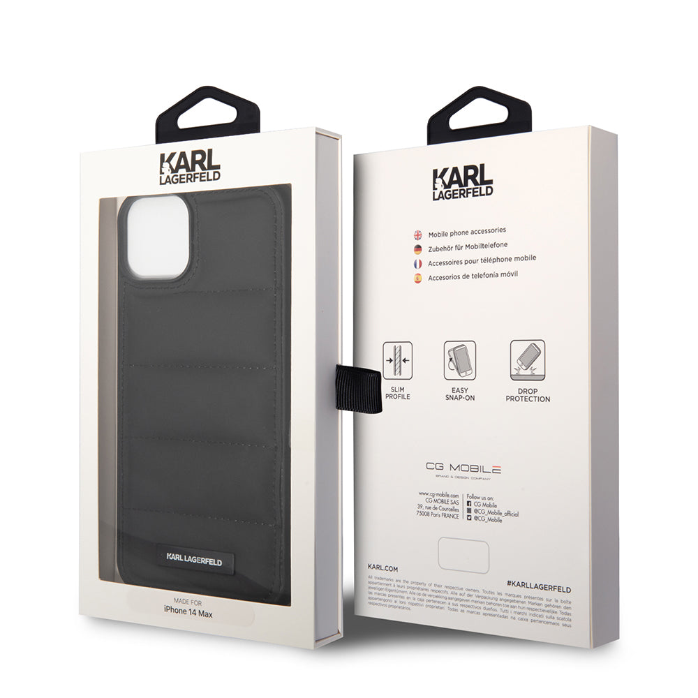 Karl Lagerfeld - Hardcase Leather Puffy (KLHCP14MPSQAK) - iPhone 14 Plus - Elongated Logo