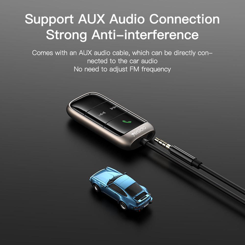 Yesido - FM Modulator Bluetooth Car Receiver (YAU32) - LED Display, TF Card - Black