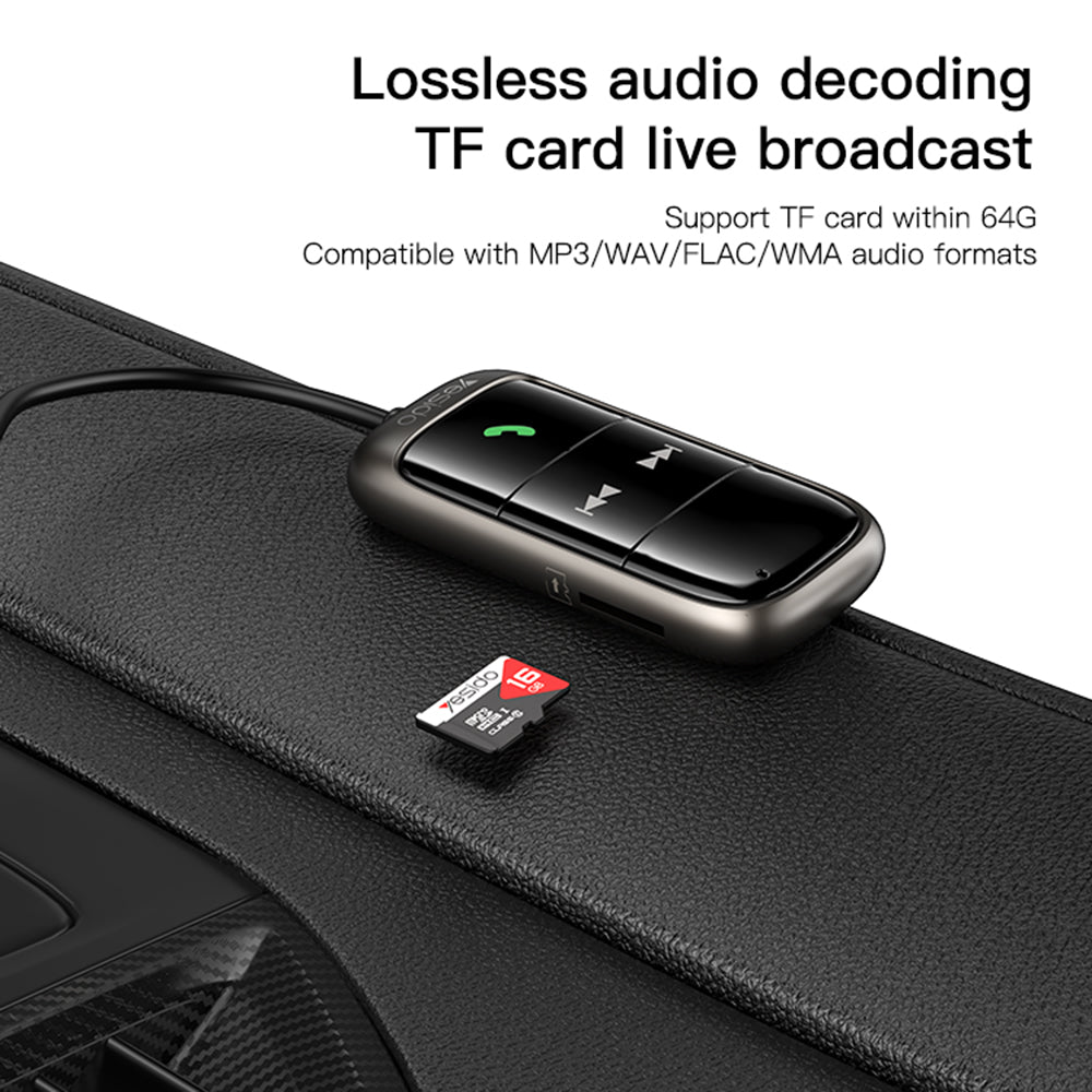Yesido - FM Modulator Bluetooth Car Receiver (YAU32) - LED Display, TF Card - Black