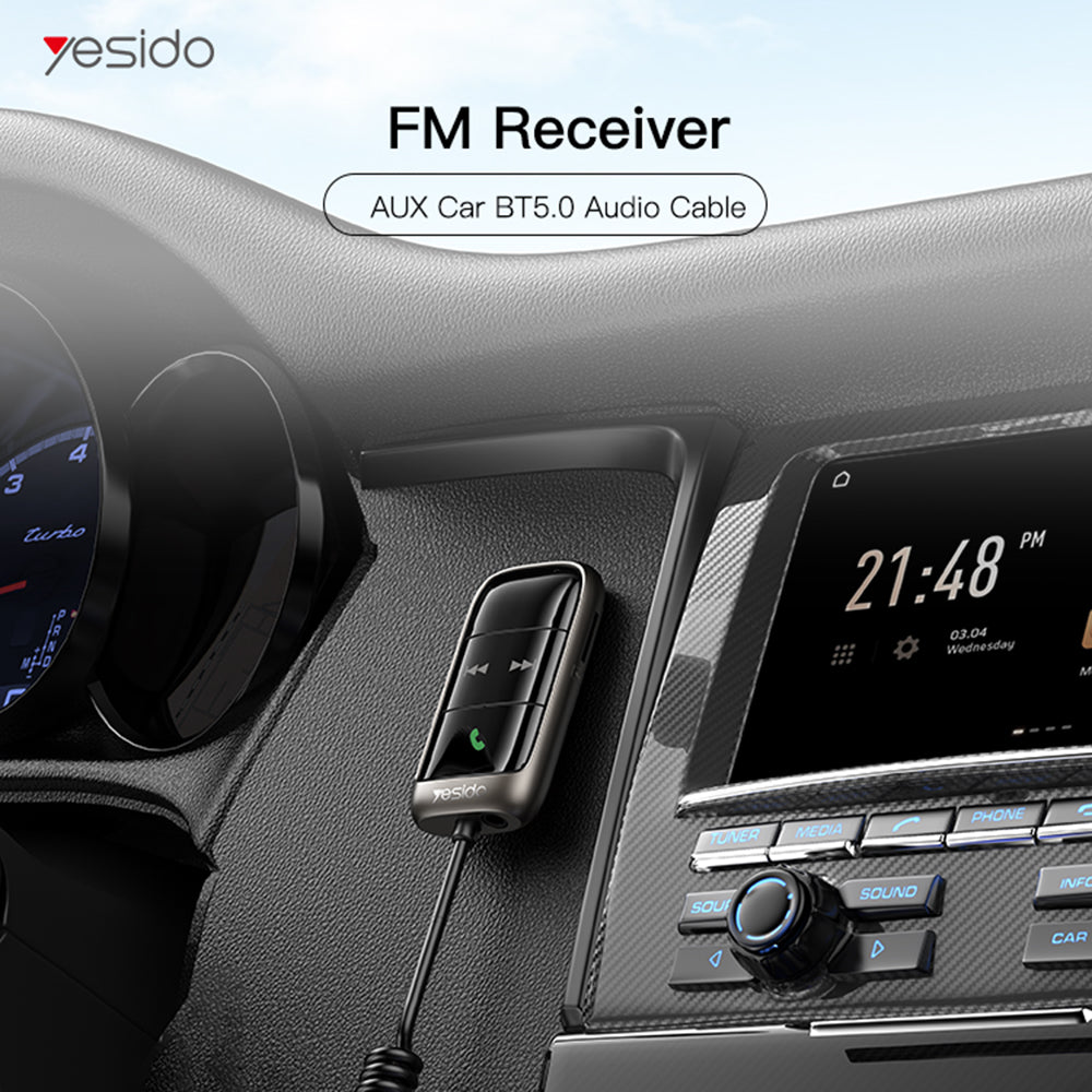 Yesido - FM Modulator Bluetooth Car Receiver (YAU32) - LED Display, TF Card - Black