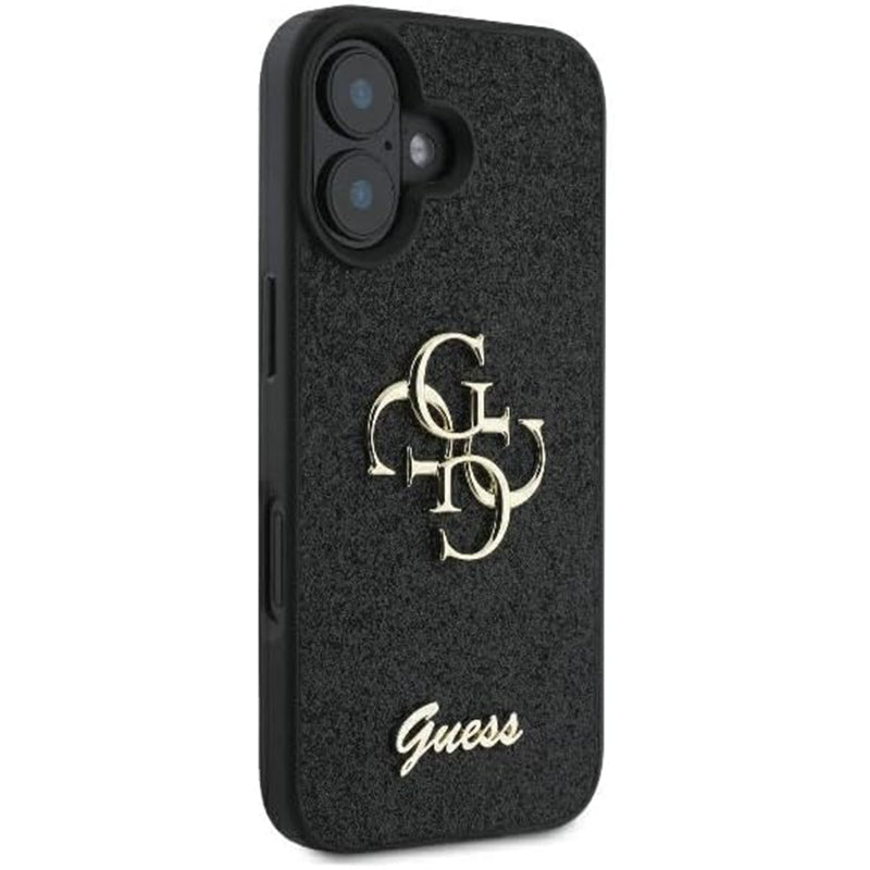 Guess Fixed Glitter Big 4G Logo Case Θήκη προστασίας από σιλικόνη – iPhone 16 (Μαύρο – GUHCP16SHG4SGK)